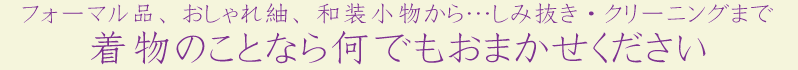 「藤井呉服店」フォーマル品、オシャレ紬、和装小物から･･･しみ抜き・クリーニングまで、着物のことなら何でもおまかせください